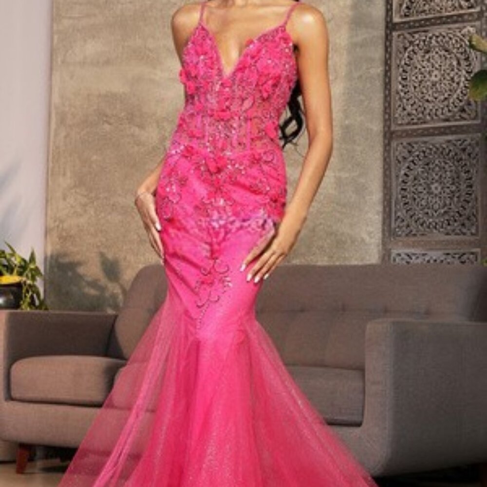 Fuchsia mermaid long new formal dress. Prom party gala evening wedding guest